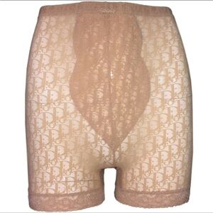 VTG Christian Dior Pin-Up Sheer Nude Monogram Mesh and Lace  GIRDLE Shorts